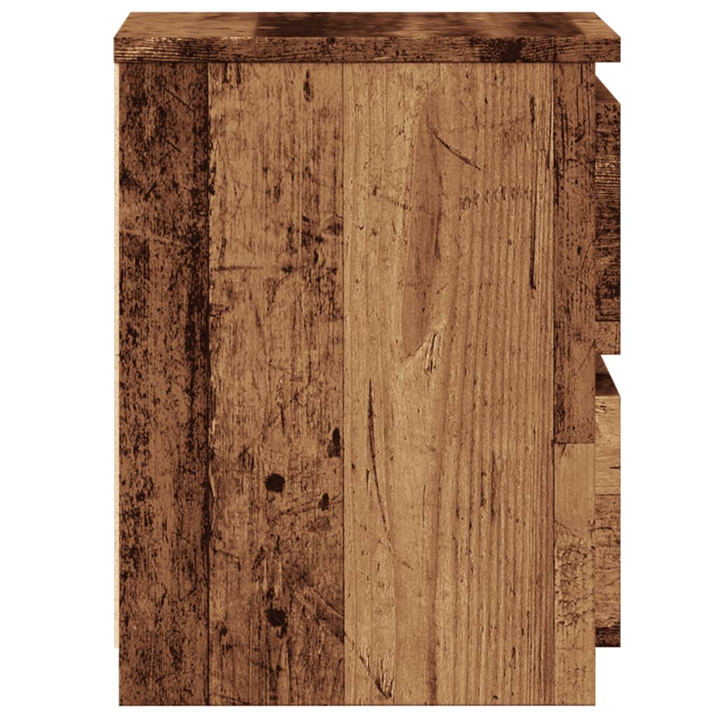 Nachtkastje 30x30x40 cm bewerkt hout oud houtkleurig