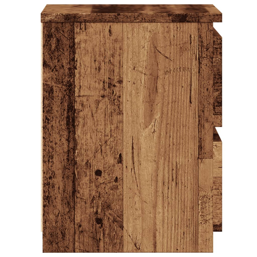 Nachtkastje 30x30x40 cm bewerkt hout oud houtkleurig