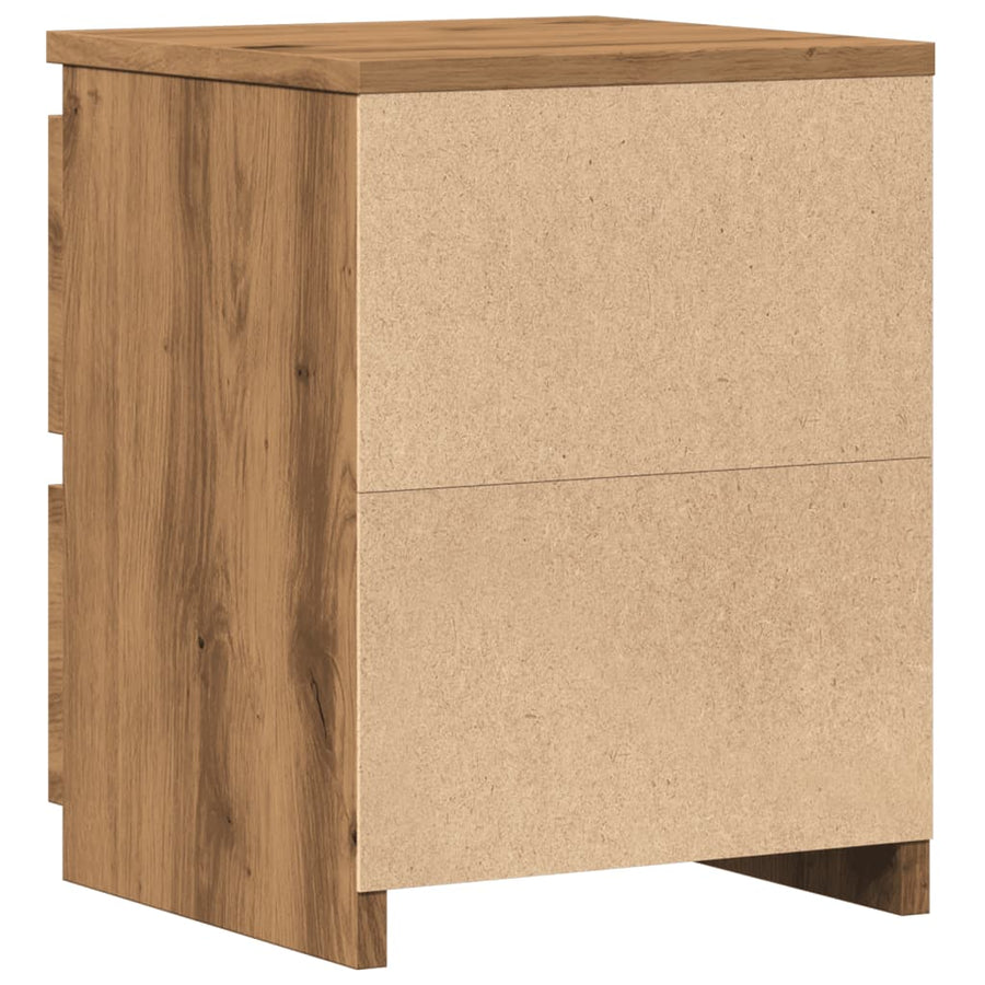 Nachtkastje 30x30x40 cm bewerkt hout artisanaal eikenkleurig