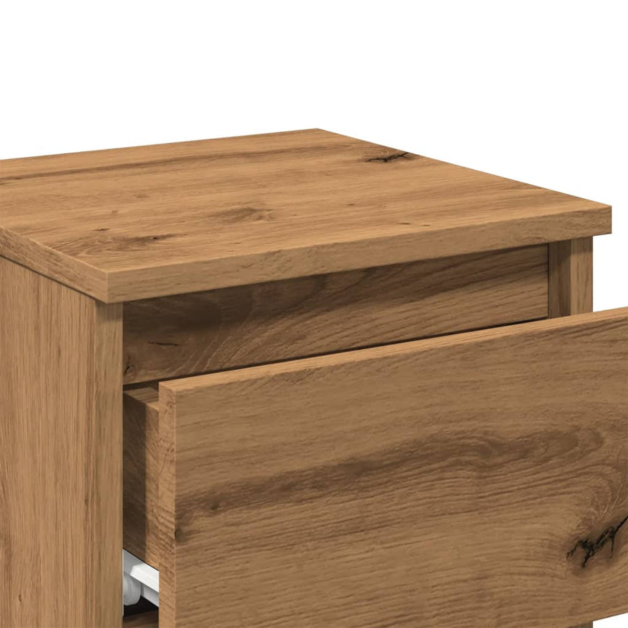 Nachtkastje 30x30x40 cm bewerkt hout artisanaal eikenkleurig