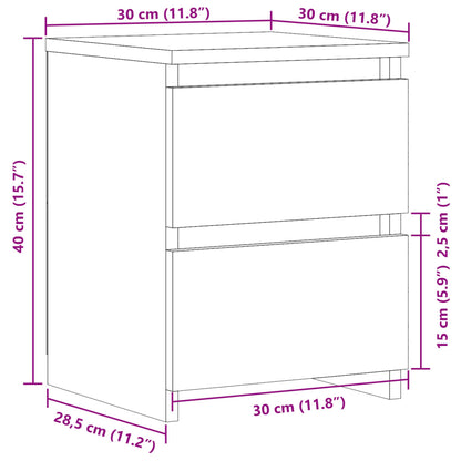 Nachtkastjes 2 st 30x30x40cm bewerkt hout artisanaal eikenkleur
