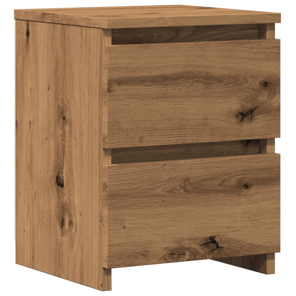 Nachtkastjes 2 st 30x30x40cm bewerkt hout artisanaal eikenkleur