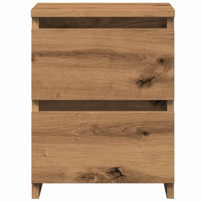 Nachtkastjes 2 st 30x30x40cm bewerkt hout artisanaal eikenkleur