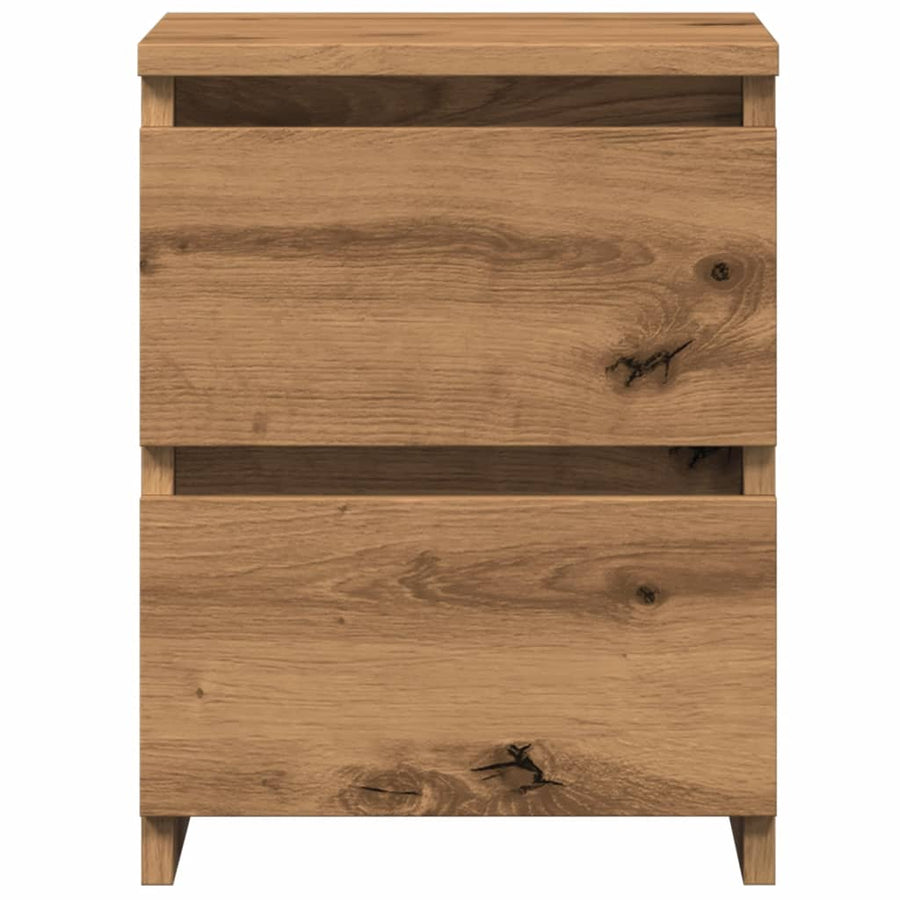 Nachtkastjes 2 st 30x30x40cm bewerkt hout artisanaal eikenkleur