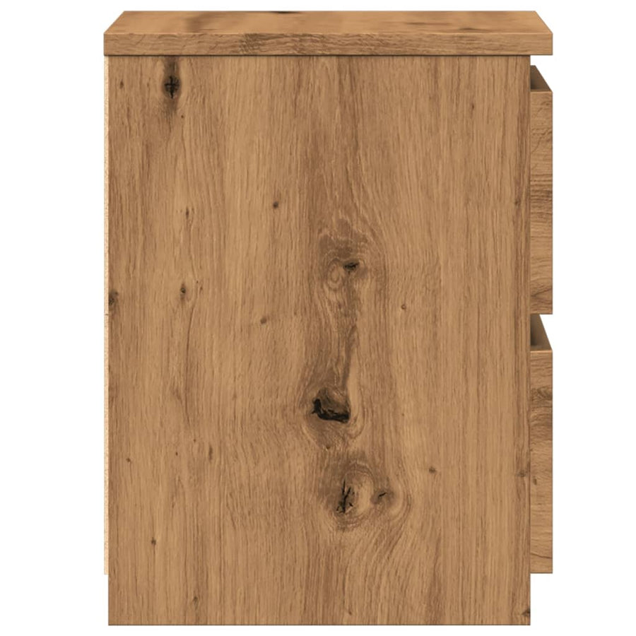 Nachtkastjes 2 st 30x30x40cm bewerkt hout artisanaal eikenkleur