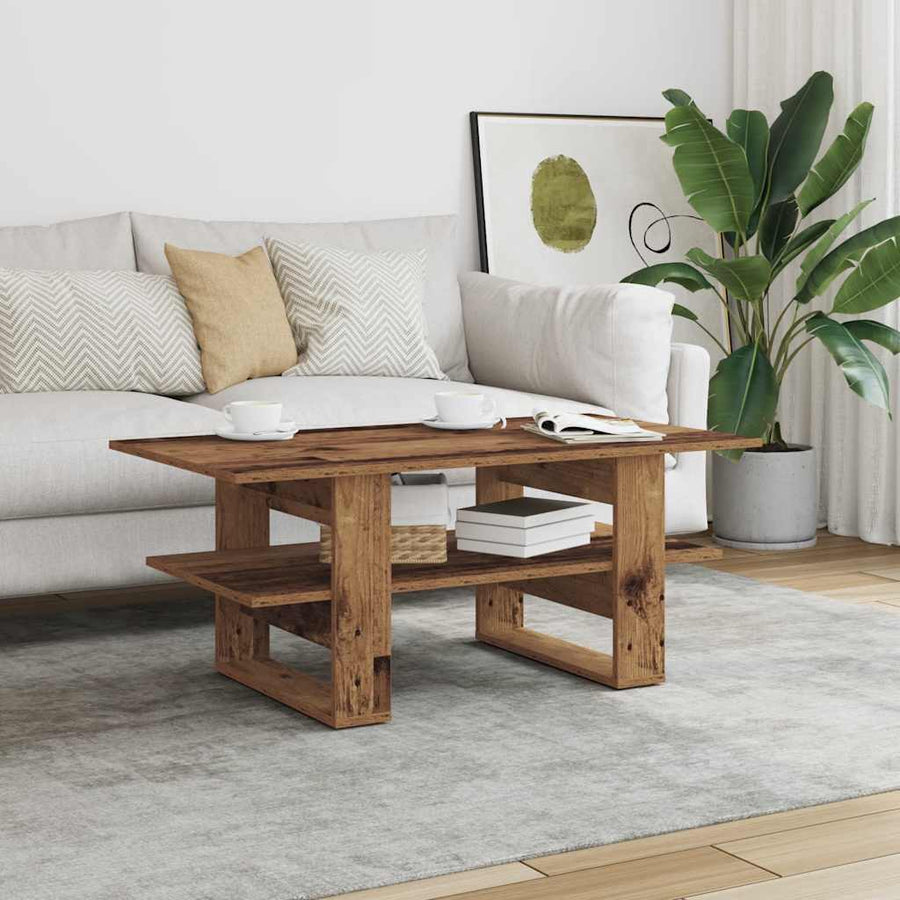 Salontafel 102x55x42 cm bewerkt hout oud houtkleurig