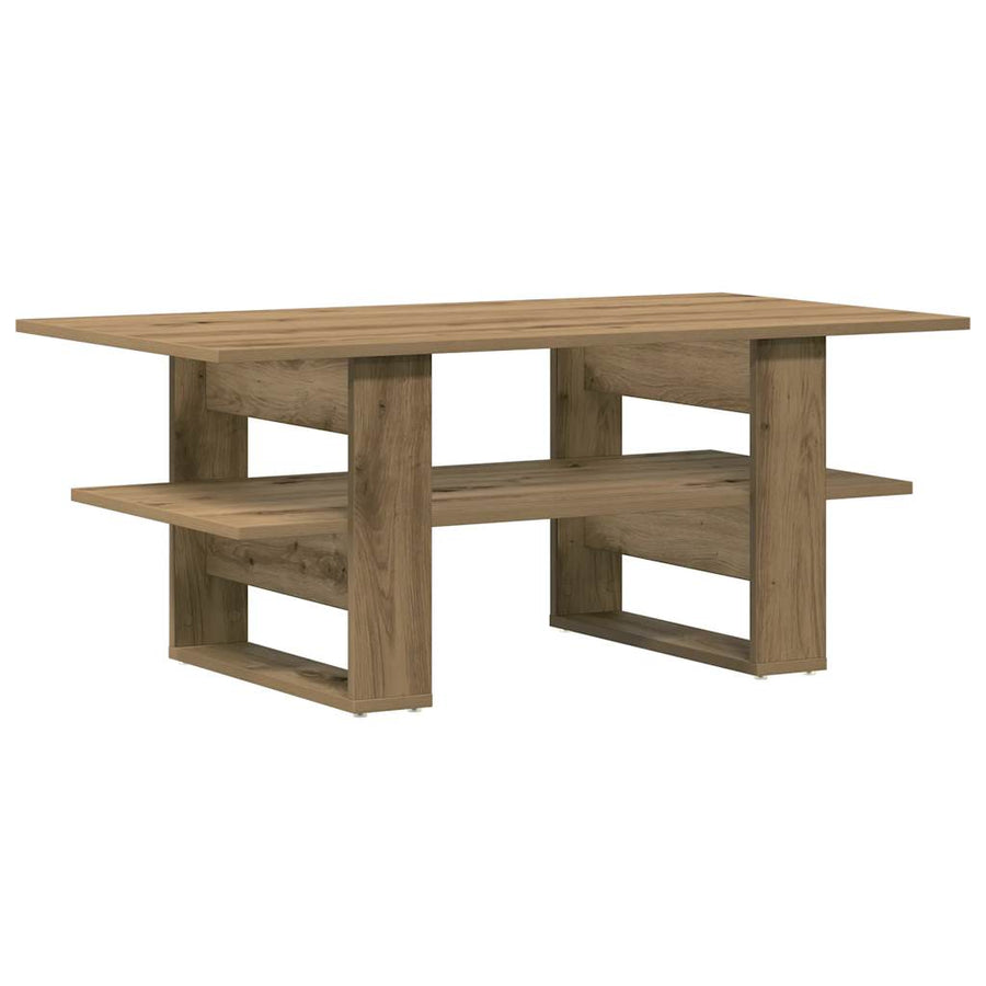 Salontafel 102x55x42 cm bewerkt hout artisanaal eikenkleur