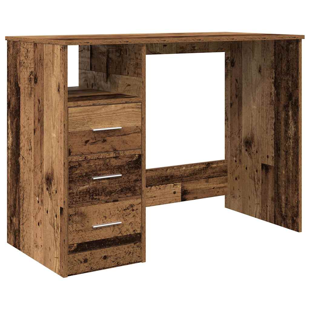 Bureau 102x76x50 cm bewerkt hout oud houtkleurig