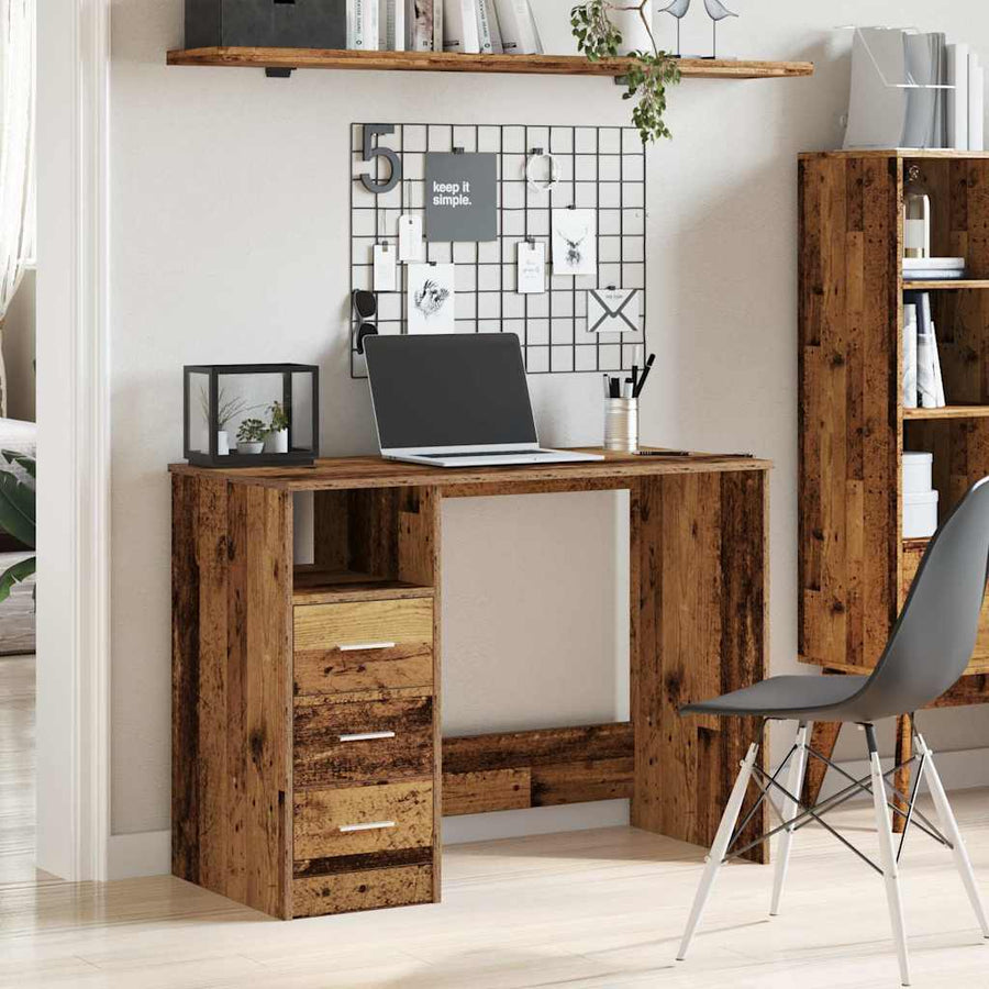 Bureau 102x76x50 cm bewerkt hout oud houtkleurig