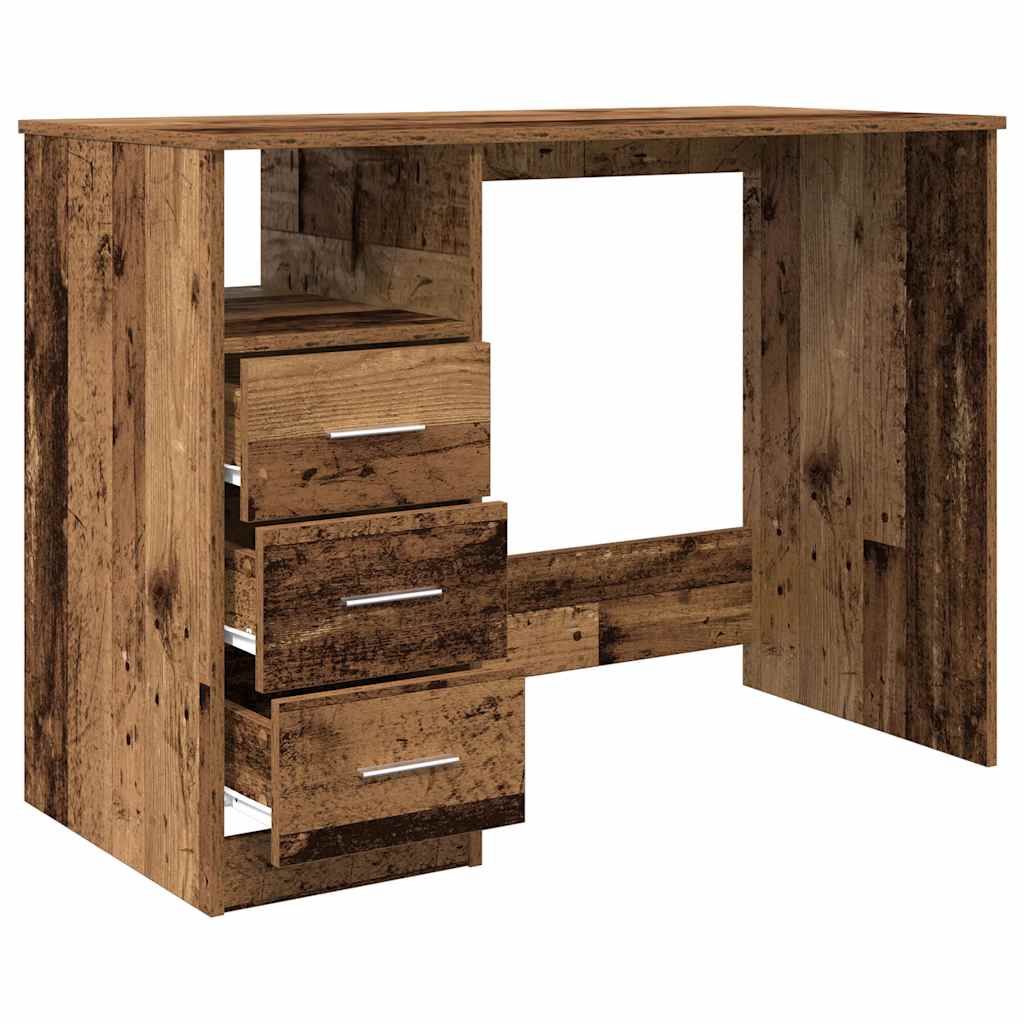 Bureau 102x76x50 cm bewerkt hout oud houtkleurig