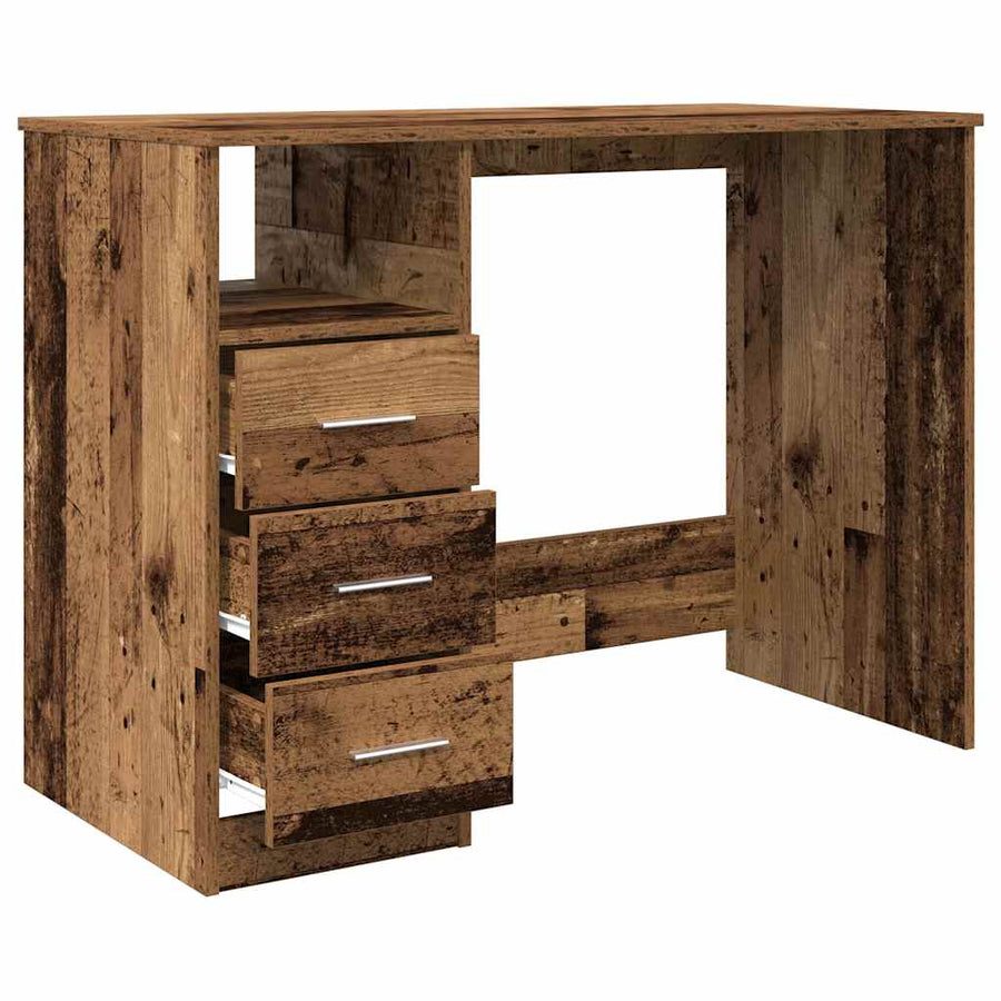 Bureau 102x76x50 cm bewerkt hout oud houtkleurig