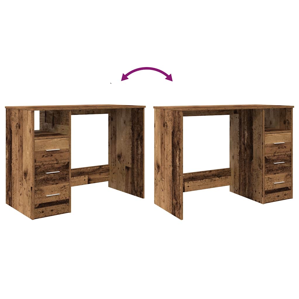 Bureau 102x76x50 cm bewerkt hout oud houtkleurig