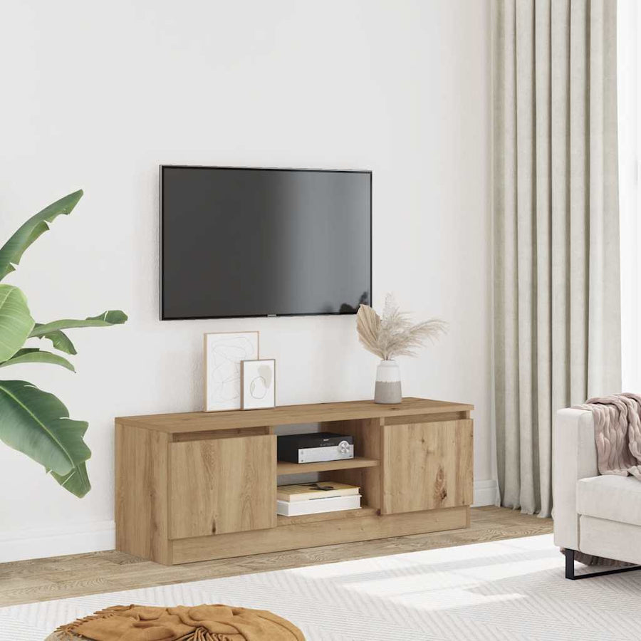 Tv-meubel 102x30x36 cm bewerkt hout artisanaal eikenkleur
