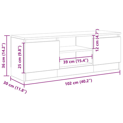 Tv-meubel 102x30x36 cm bewerkt hout artisanaal eikenkleur