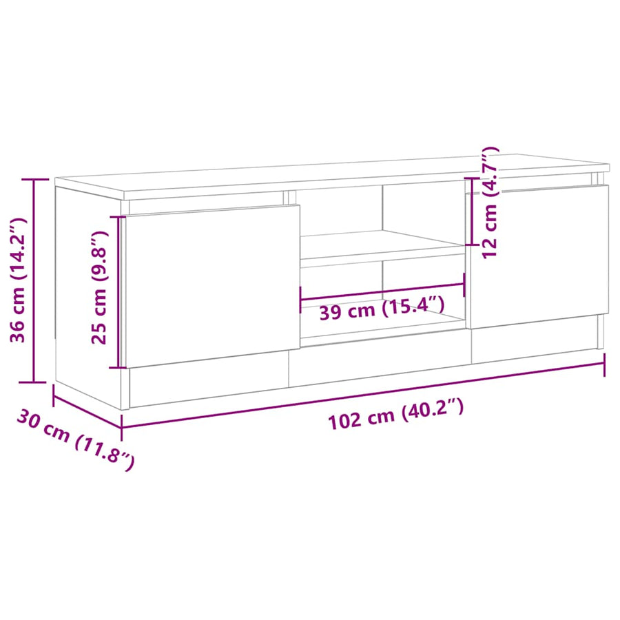 Tv-meubel 102x30x36 cm bewerkt hout artisanaal eikenkleur