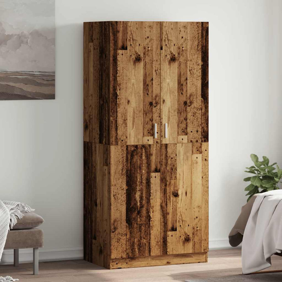 Kledingkast 80x52x180 cm bewerkt hout oud houtkleurig