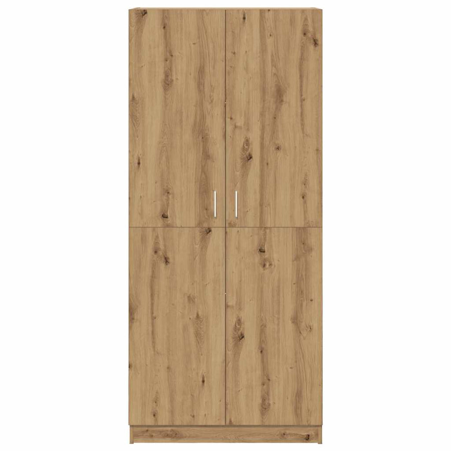 Kledingkast 80x52x180 cm bewerkt hout artisanaal eikenkleurig