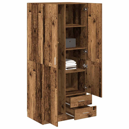 Kledingkast 80x52x180 cm bewerkt hout oud houtkleurig