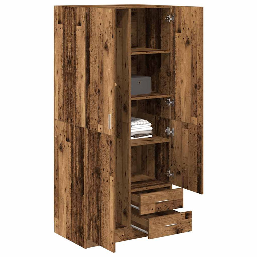 Kledingkast 80x52x180 cm bewerkt hout oud houtkleurig