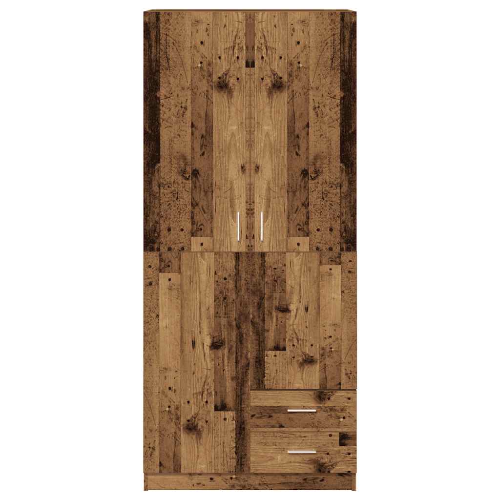 Kledingkast 80x52x180 cm bewerkt hout oud houtkleurig