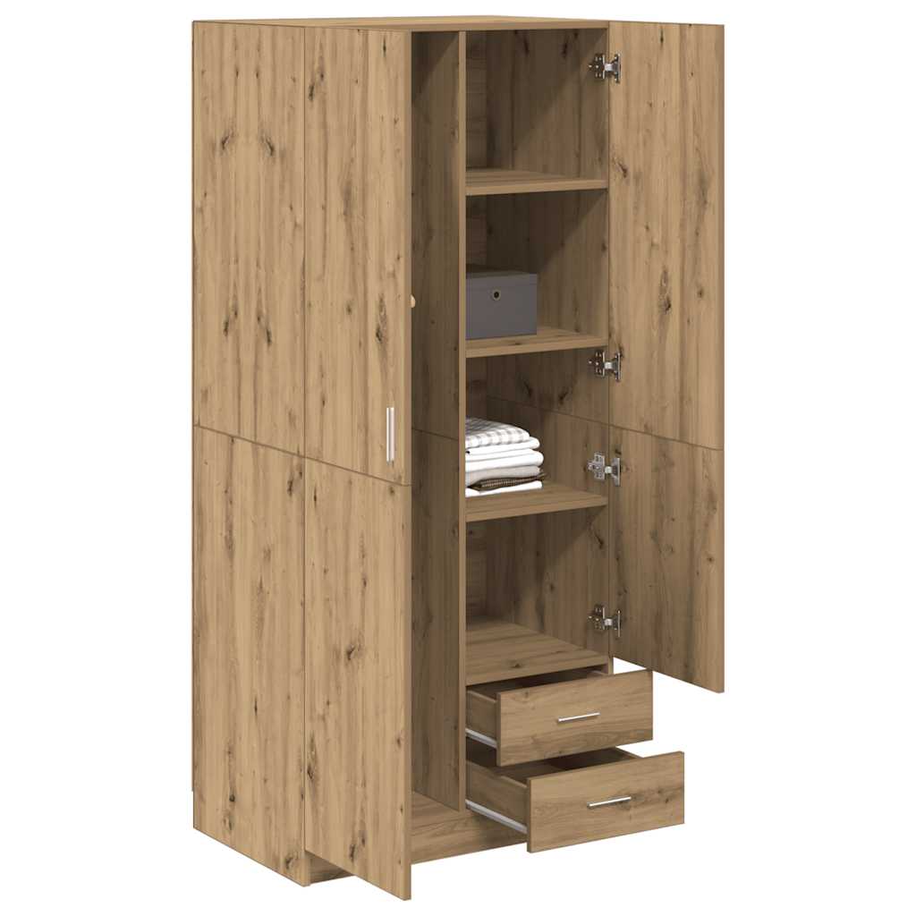 Kledingkast 80x52x180 cm bewerkt hout artisanaal eikenkleurig