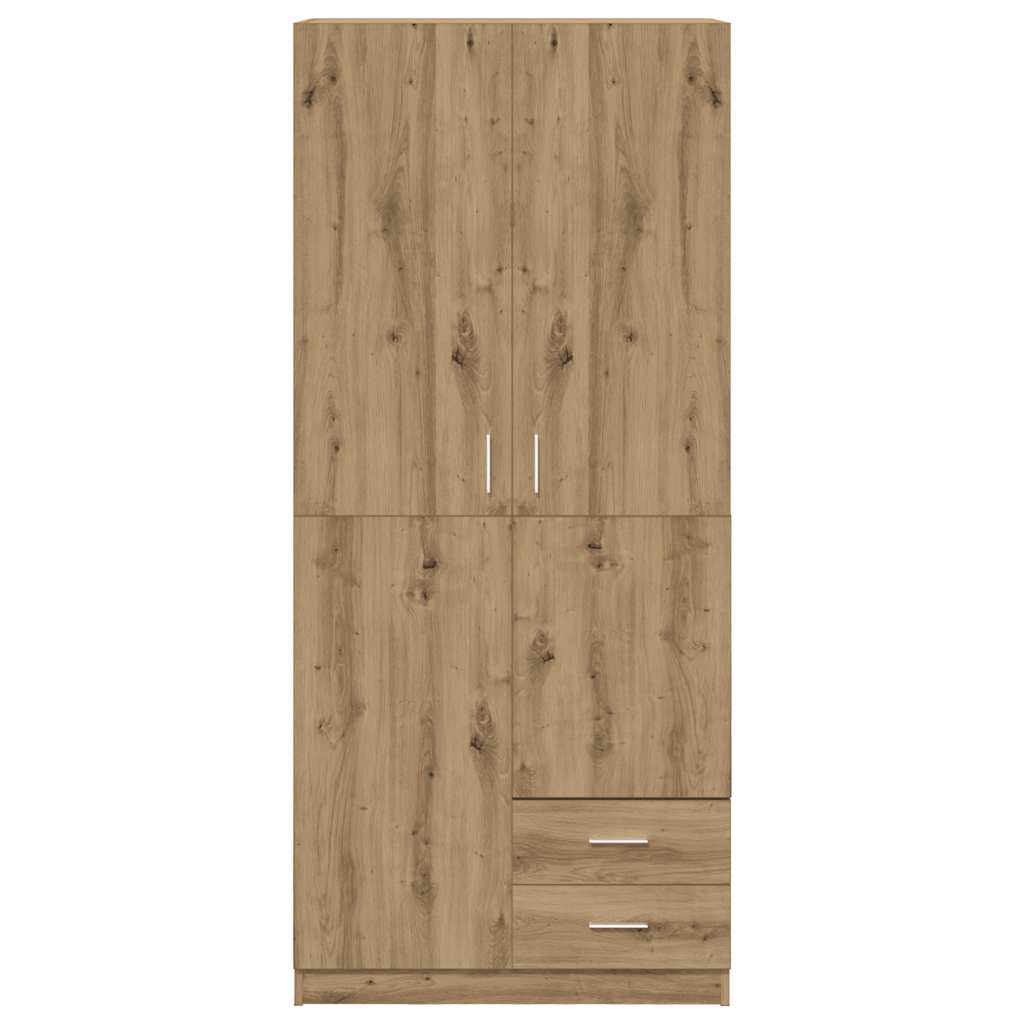 Kledingkast 80x52x180 cm bewerkt hout artisanaal eikenkleurig