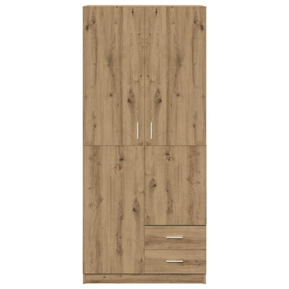 Kledingkast 80x52x180 cm bewerkt hout artisanaal eikenkleurig