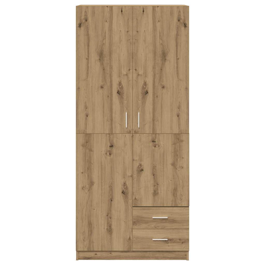 Kledingkast 80x52x180 cm bewerkt hout artisanaal eikenkleurig