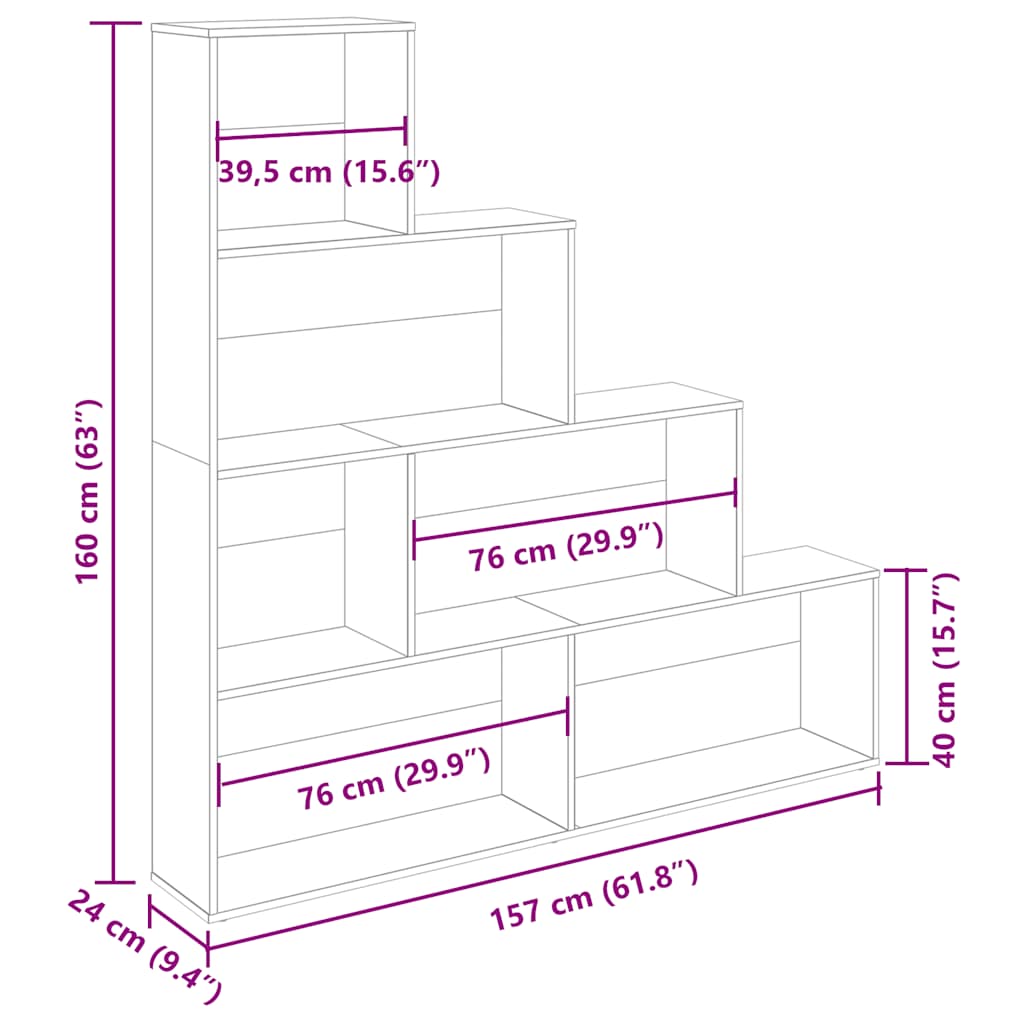 Boekenkast 157x24x160 cm bewerkt hout oud houtkleurig