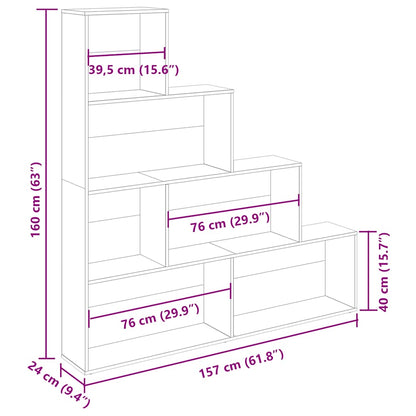 Boekenkast 157x24x160 cm bewerkt hout oud houtkleurig