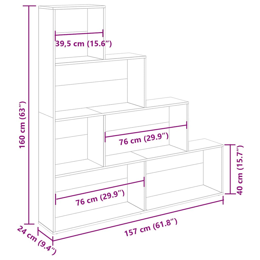 Boekenkast 157x24x160 cm bewerkt hout oud houtkleurig