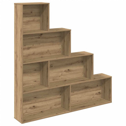 Boekenkast 157x24x160 cm bewerkt hout artisanaal eikenkleur