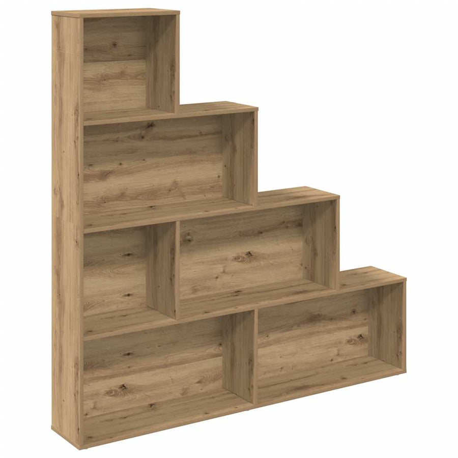 Boekenkast 157x24x160 cm bewerkt hout artisanaal eikenkleur