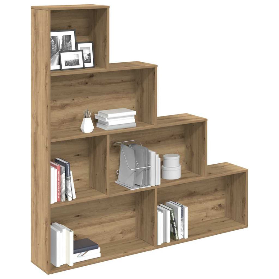 Boekenkast 157x24x160 cm bewerkt hout artisanaal eikenkleur