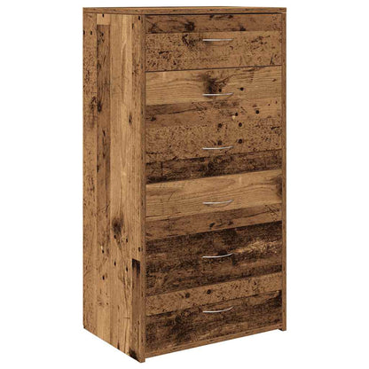Dressoir met 6 lades 50x34x96 cm bewerkt hout oud houtkleurig