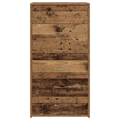 Dressoir met 6 lades 50x34x96 cm bewerkt hout oud houtkleurig