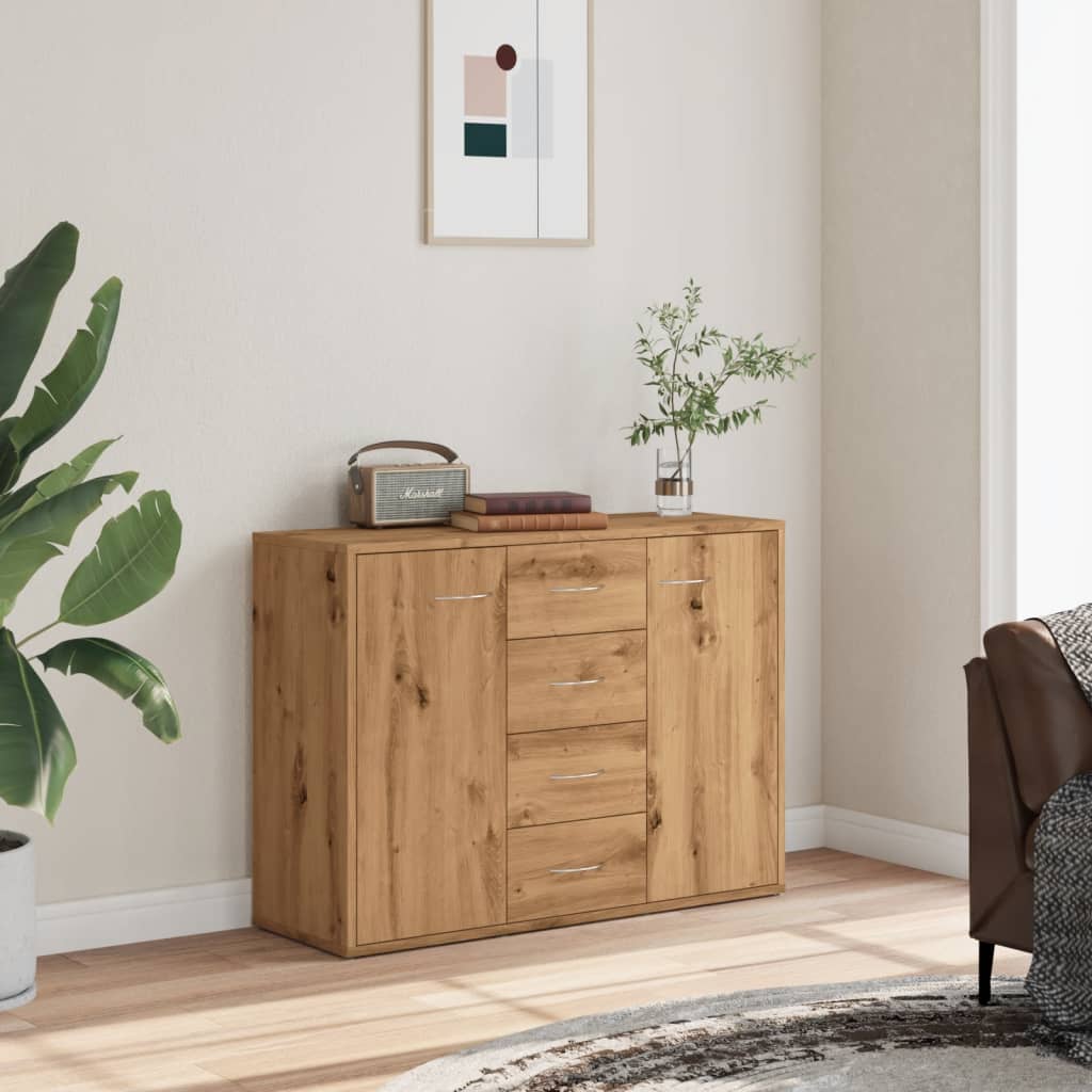 Dressoir 88x30x64 cm bewerkt hout artisanaal eikenkleur