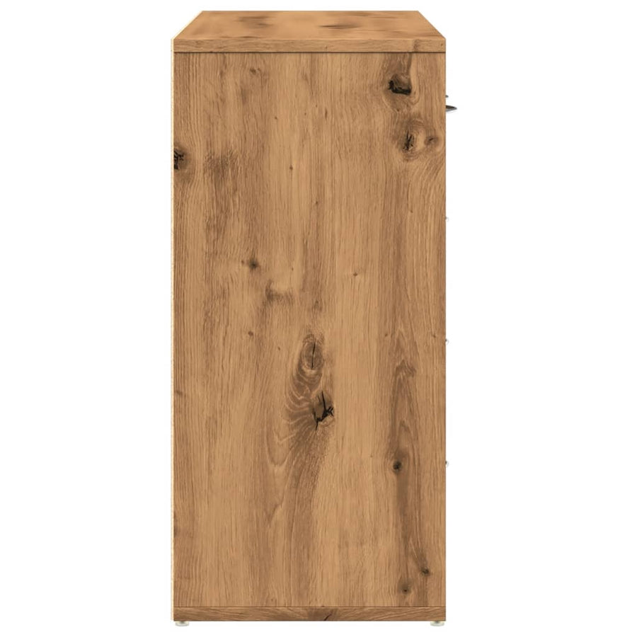 Dressoir 88x30x64 cm bewerkt hout artisanaal eikenkleur