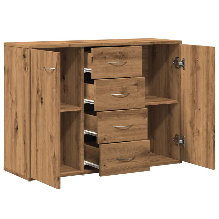 Dressoir 88x30x64 cm bewerkt hout artisanaal eikenkleur