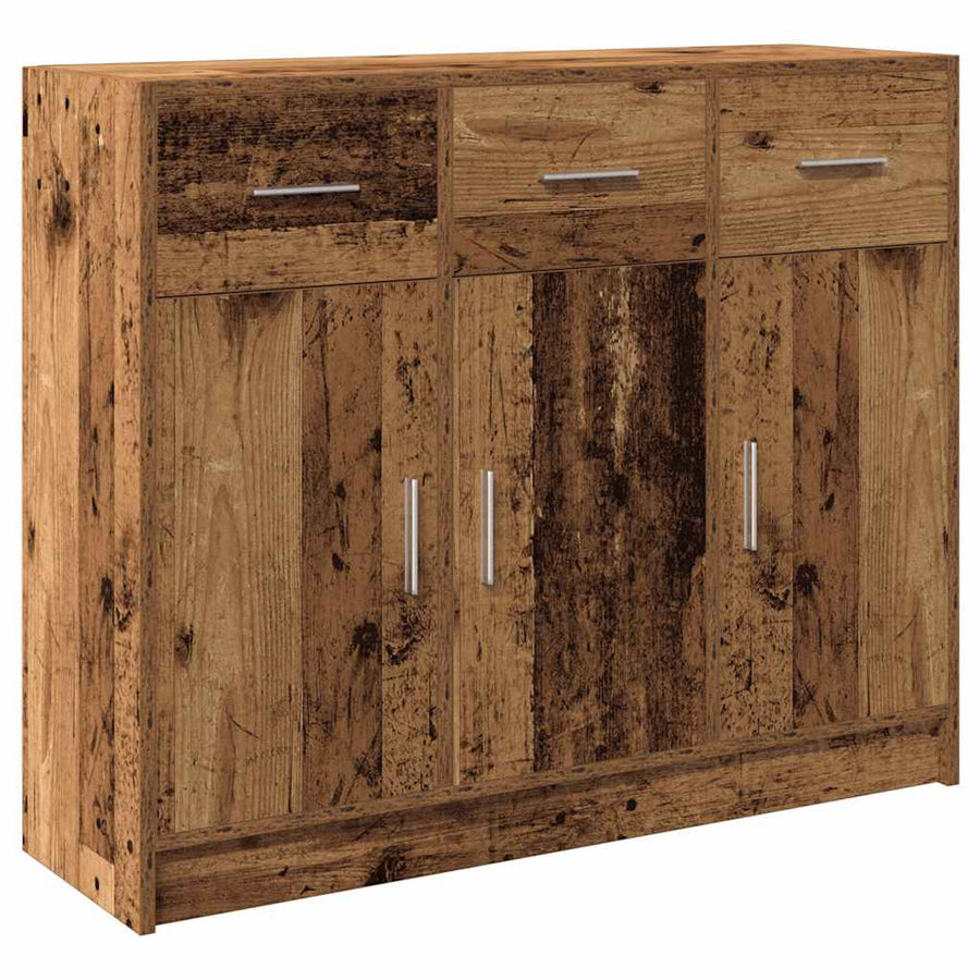 Dressoir 91x28x75 cm bewerkt hout oud houtkleurig