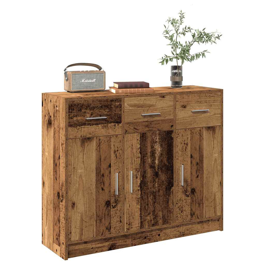 Dressoir 91x28x75 cm bewerkt hout oud houtkleurig