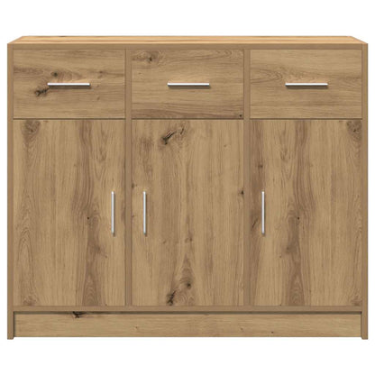 Dressoir 91x28x75 cm bewerkt hout artisanaal eikenkleur