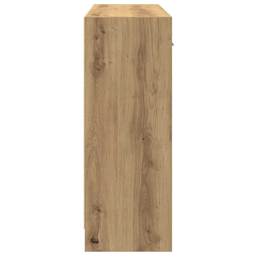 Dressoir 91x28x75 cm bewerkt hout artisanaal eikenkleur