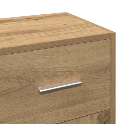 Dressoir 91x28x75 cm bewerkt hout artisanaal eikenkleur