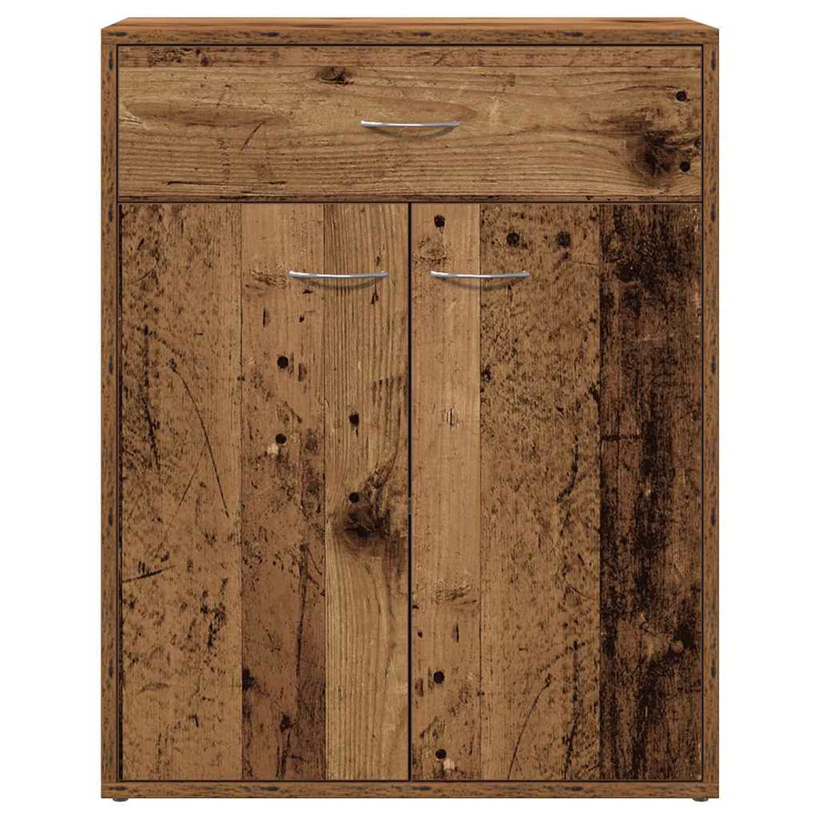 Dressoir 60x30x75 cm bewerkt hout oud houtkleurig