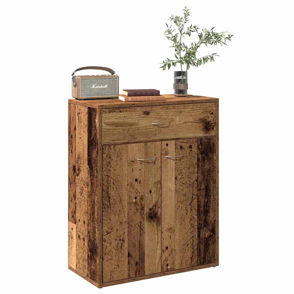 Dressoir 60x30x75 cm bewerkt hout oud houtkleurig