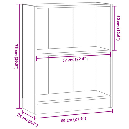 Boekenkast 60x24x76 cm bewerkt hout oud houtkleurig