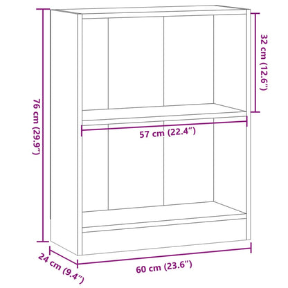 Boekenkast 60x24x76 cm bewerkt hout artisanaal eikenkleurig