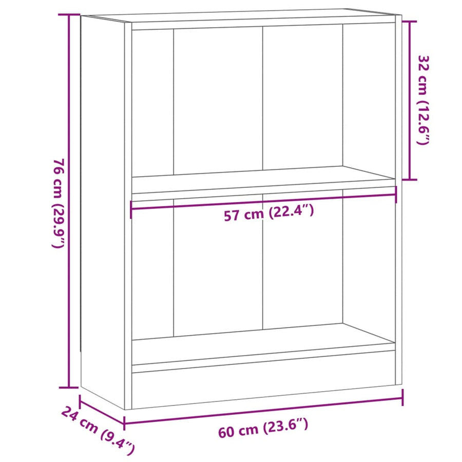 Boekenkast 60x24x76 cm bewerkt hout artisanaal eikenkleurig