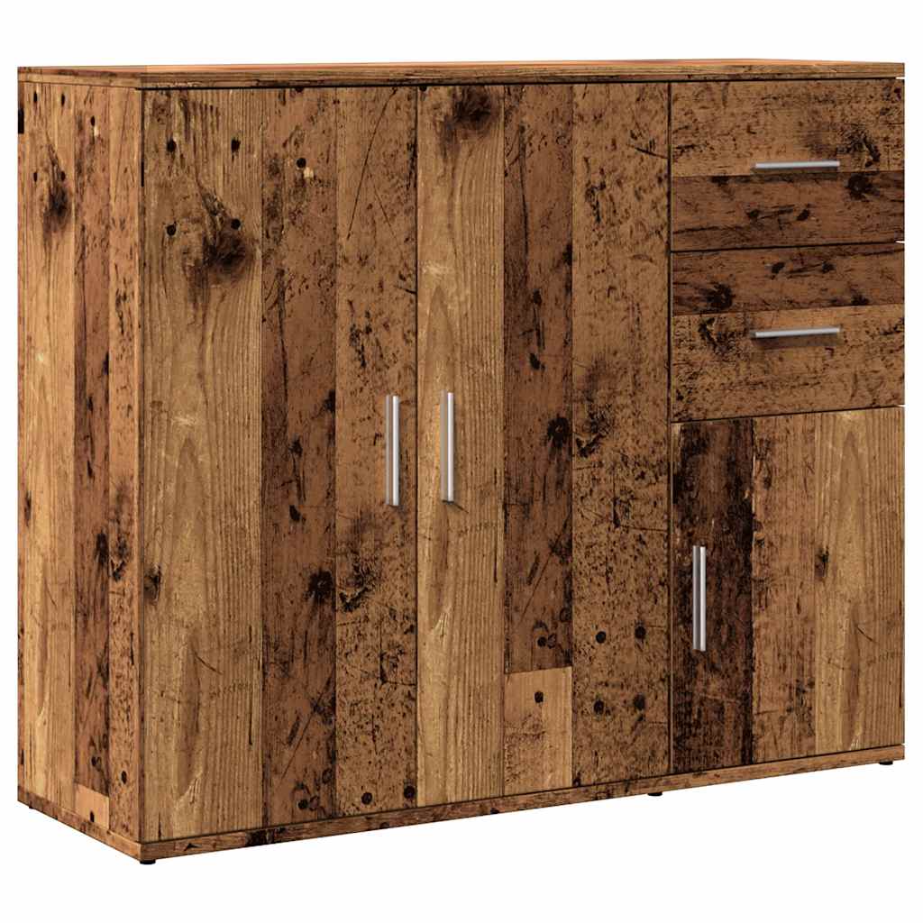 Dressoir 91x29,5x75 cm bewerkt hout oud houtkleurig